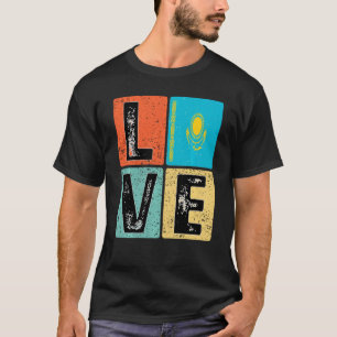 Camiseta Vintage Retro I Love Cazaquistão Flag For Kazakh P