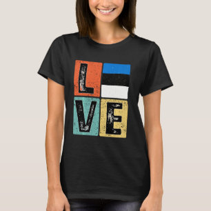 Camiseta Vintage Retro I Love Estônia Flag For Estoniano Pr