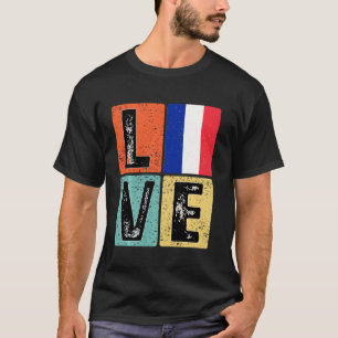 Camiseta Vintage Retro I Love France Flag For French Orgulh