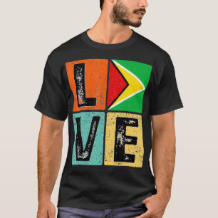 Camiseta Vintage Retro I Love Guyana Flag for Guyanese Prid