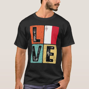 Camiseta Vintage Retro I Love Malta Flag For French Orgulho