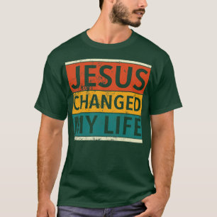 Camiseta Vintage Retro Jesus mudou minha vida homens cristã