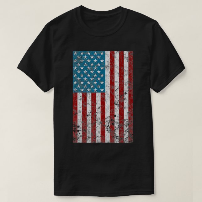 Camiseta Vintage Retro julho 4° Afetado Patriótico American (Frente do Design)