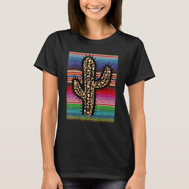 Camiseta Vintage Retro Leopard Patterno Cactus (Frente)