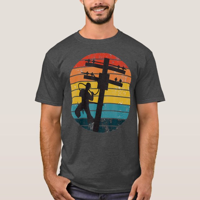 Camiseta Vintage Retro Lineman Shirt Line Worker (Frente)