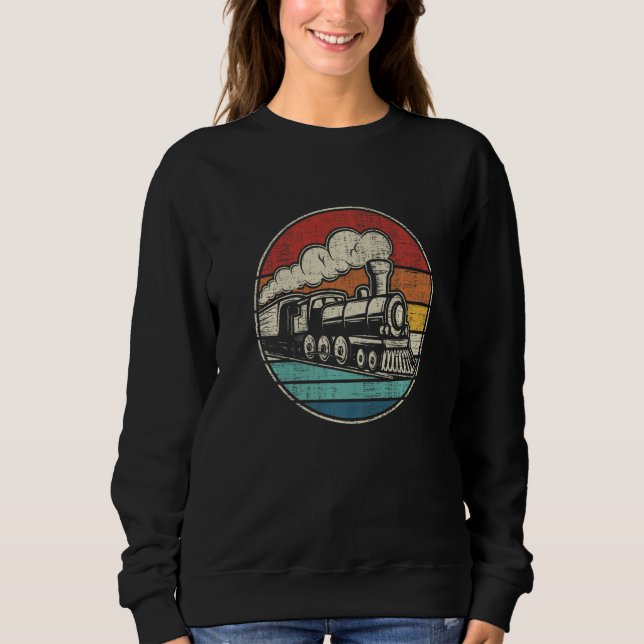 Camiseta Vintage Retro Locomotive Old Model Train Railroad  (Frente)
