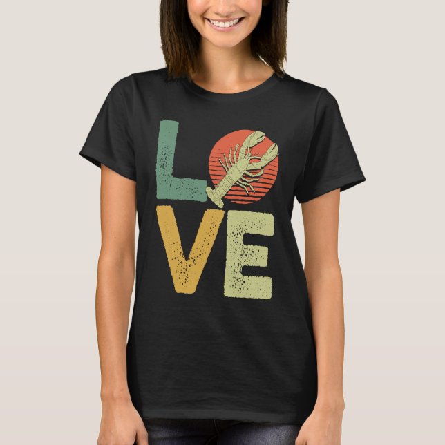 Camiseta Vintage Retro Love Crawfish Crustaceans Crayfish (Frente)