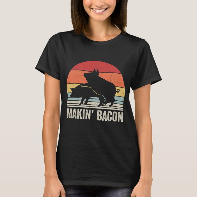 Camiseta Vintage Retro Makin Bacon Pork Bacon (Frente)