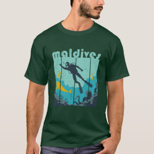 Camiseta Vintage Retro Maldives Dividindo mergulhador Legal