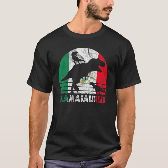 Camiseta Vintage Retro Mamasaurus Sunset Para Mãe Mexicana (Frente)