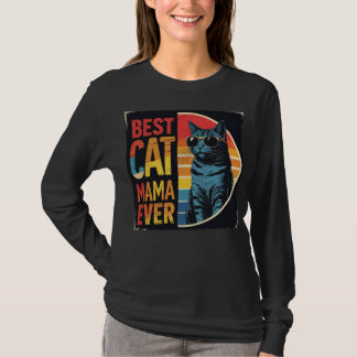 Camiseta Vintage Retro Melhor Gata Mamãe Engraçado Amante d