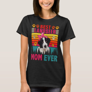 Camiseta Vintage Retro Melhor Landseer Mãe Cão Cachorro Cac