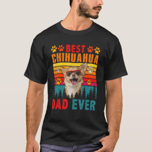 Camiseta Vintage Retro Melhor Pai Chihuahua Alguma Vez Cão