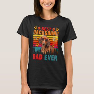 Camiseta Vintage Retro Melhor Pai De Dachshund Em Cães Cach