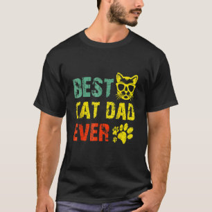 Camiseta Vintage Retro Melhor Pai De Gato Em Todos Os Pais