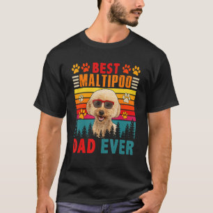 Camiseta Vintage Retro Melhor Pai De Maltipoo Em Cão Cachor