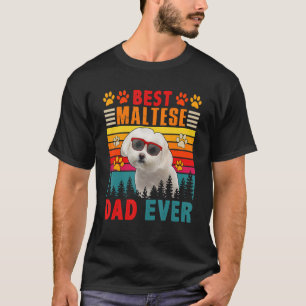 Camiseta Vintage Retro Melhor Pai Maltês De Cão Cachorro
