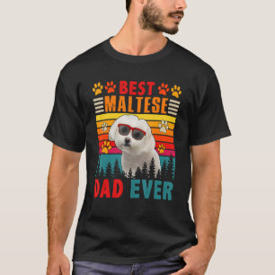 Camiseta Vintage Retro Melhor Pai Maltês De Cão Cachorro