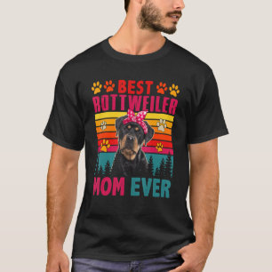 Camiseta Vintage Retro Melhor Rottweiler Mãe Cachorro Bonit