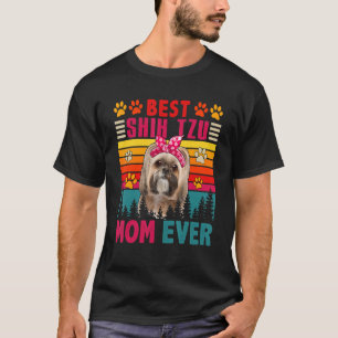 Camiseta Vintage Retro Melhor Shih Tzu Mãe Alguma Vez Cão B
