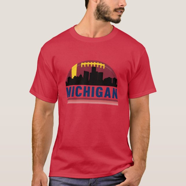 Camiseta Vintage Retro Michigan Skyline Oversized (Frente)