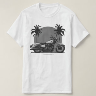 Camiseta Vintage Retro Motocicleta Preto E Sunset Branco