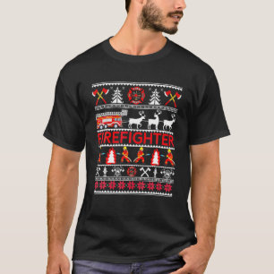 Camiseta Vintage Retro Natal Bombeiro Funny Xmas Hol