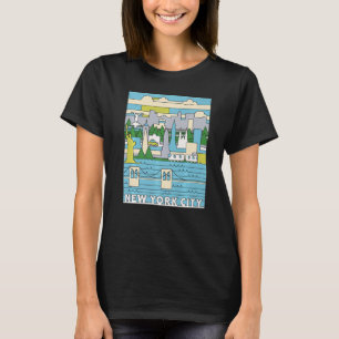 Camiseta Vintage Retro Nova Iorque Skyline NY Manhattan