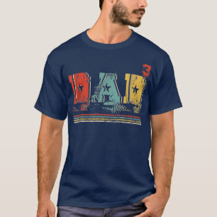Camiseta Vintage Retro Pai 3 Pai Engraçado De Três Crianças