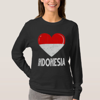Camiseta Vintage Retro Patriotic Heart Indonesia Flag