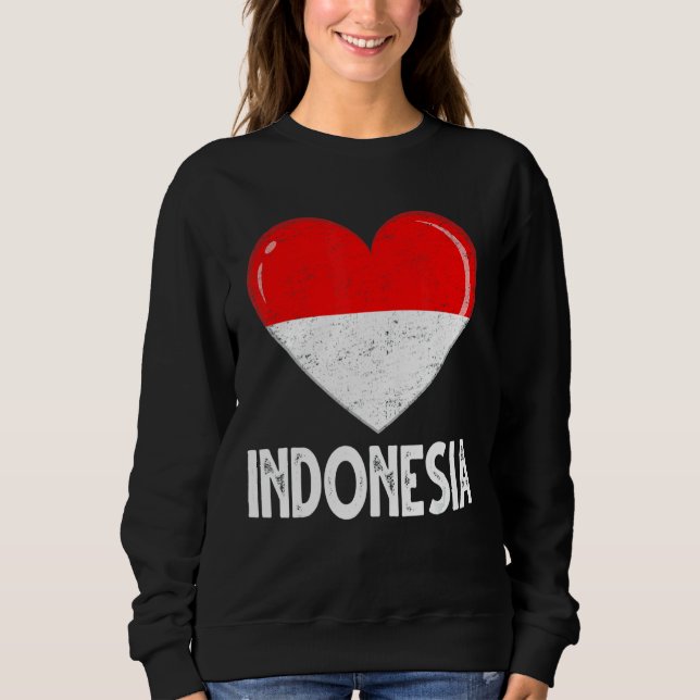 Camiseta Vintage Retro Patriotic Heart Indonesia Flag (Frente)