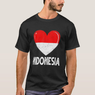 Camiseta Vintage Retro Patriotic Heart Indonesia Flag