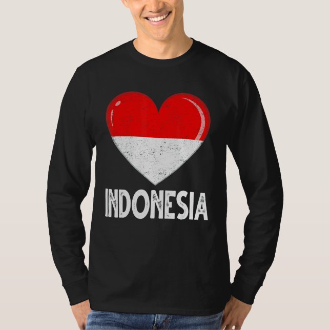 Camiseta Vintage Retro Patriotic Heart Indonesia Flag (Frente)