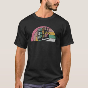Camiseta Vintage Retro Peace Love Hip Hop Dancing