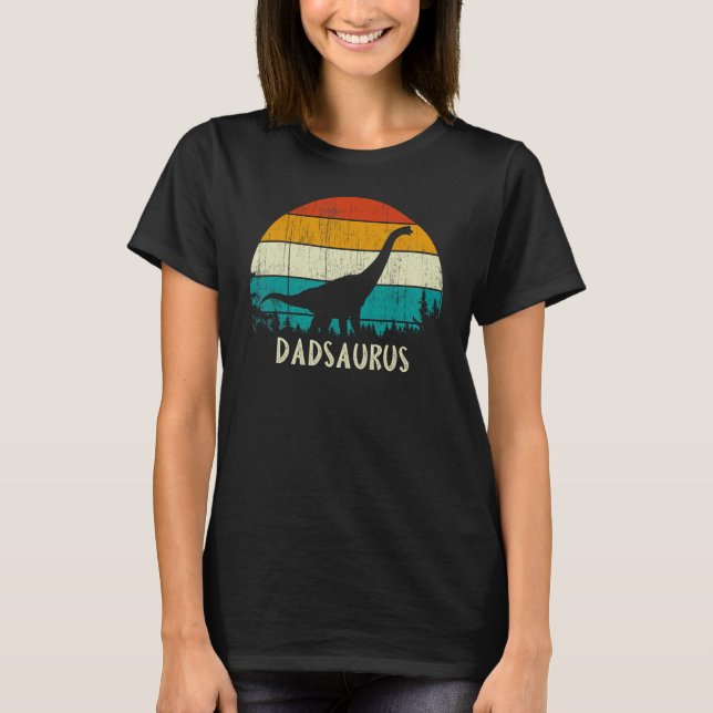 Camiseta Vintage Retro Pine Tree Dadsaurus Brontosaurus Din (Frente)