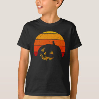 Camiseta Vintage Retro Pôr-do-Sol Abóbora de Halloween I