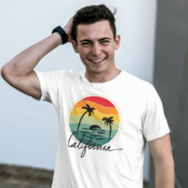 Camiseta vintage retro pôr do sol Summer Palm Beach