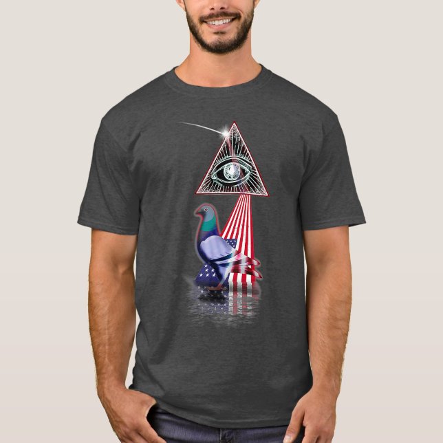 Camiseta Vintage Retro Prism EUA Flag Pigeon (Frente)