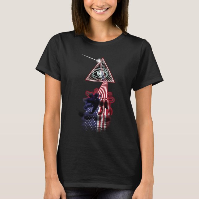 Camiseta Vintage Retro Prism US Flag Cerberus (Frente)