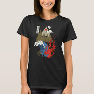 Camiseta Vintage Retro Quatro Elementos Estética Japonesa