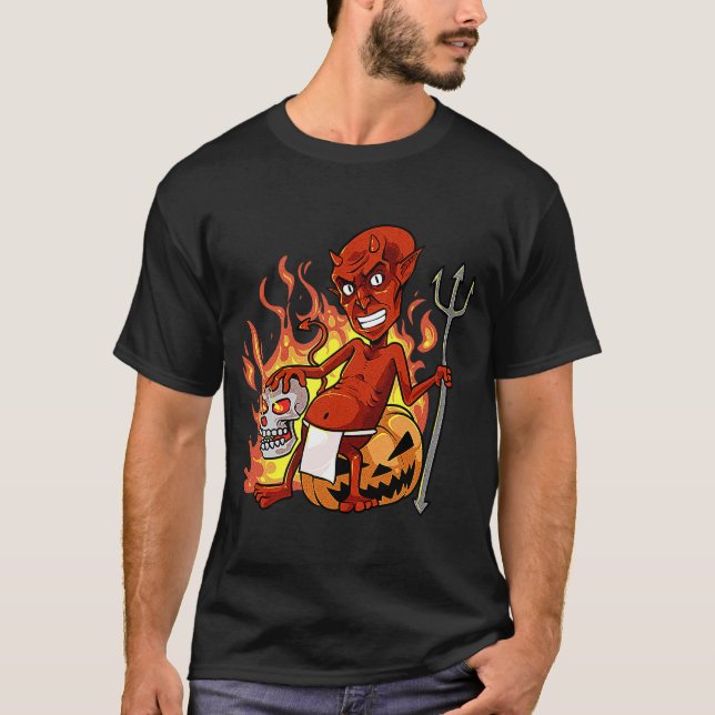 Camiseta Vintage Retro Red Devil Red Halloween (Frente)