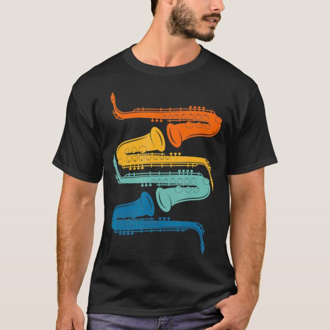 Camiseta Vintage Retro-Saxofone (Frente)