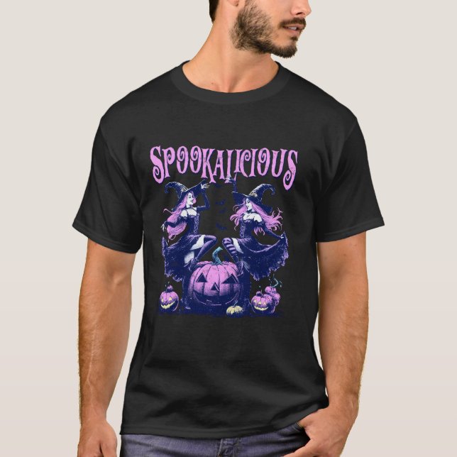 Camiseta Vintage Retro Sexy Wity Spookalicious Halloween C (Frente)