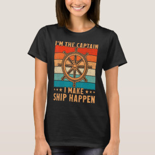 Camiseta Vintage Retro Ship Wheel Eu sou o Capitão Eu faço