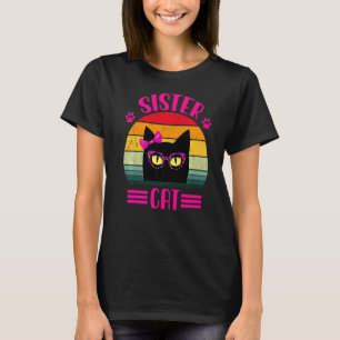 Camiseta Vintage Retro Sister Cat Com Glasse Rosa-Leopardo