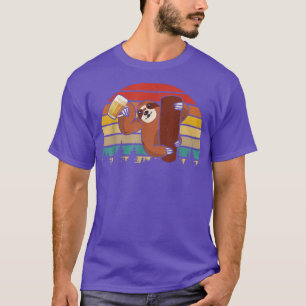 Camiseta Vintage Retro Sloth Bebendo Beer Engraçado Sloth B