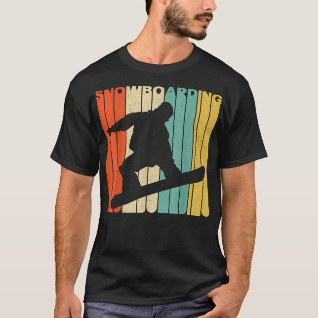 Camiseta Vintage Retro Snowboard Silhouette (Frente)