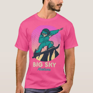 Camiseta Vintage Retro Snowboard Skeleton Big Sky Montan