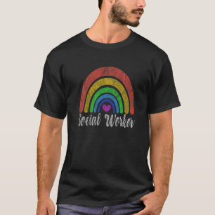 Camiseta Vintage Retro Social Worker Rainbow Social Work Ra