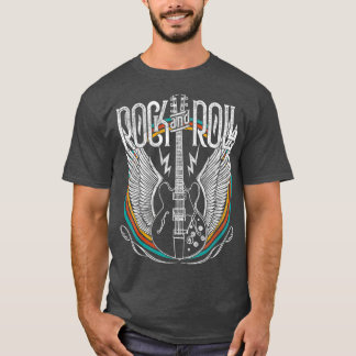 Camiseta Vintage Retro Style 80s Rock Roll Music Guitar